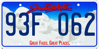 SD license plate 93FO62