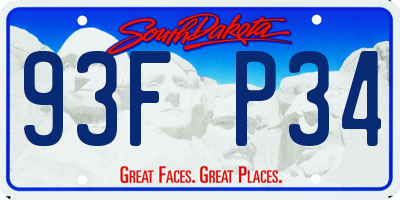 SD license plate 93FP34