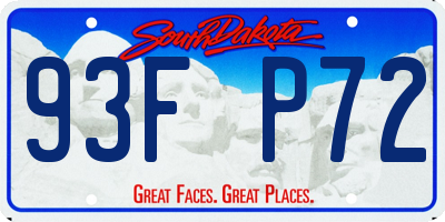 SD license plate 93FP72