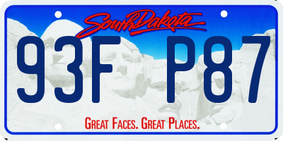 SD license plate 93FP87
