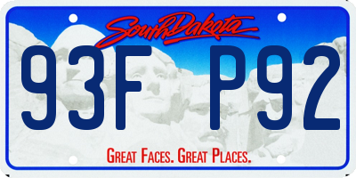 SD license plate 93FP92