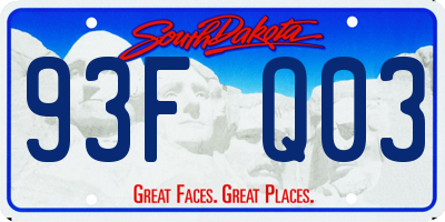 SD license plate 93FQ03