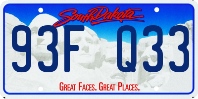 SD license plate 93FQ33