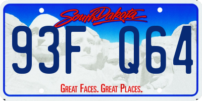 SD license plate 93FQ64