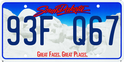 SD license plate 93FQ67