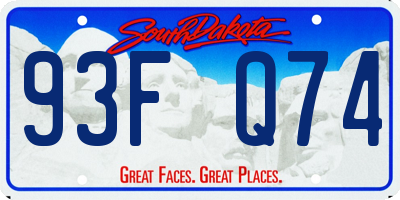 SD license plate 93FQ74