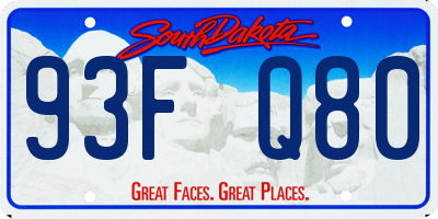 SD license plate 93FQ80
