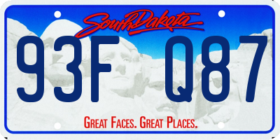 SD license plate 93FQ87