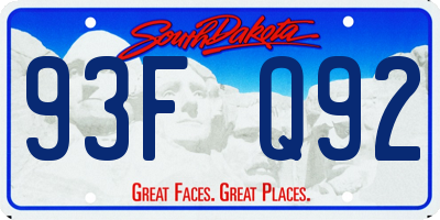 SD license plate 93FQ92