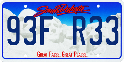SD license plate 93FR33