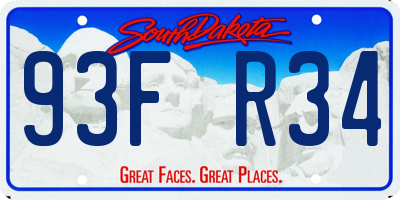 SD license plate 93FR34