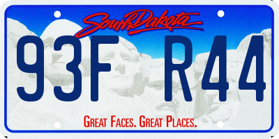 SD license plate 93FR44
