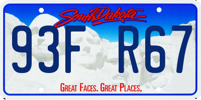 SD license plate 93FR67