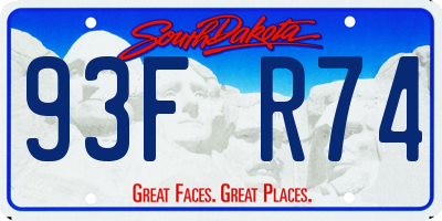 SD license plate 93FR74