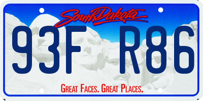 SD license plate 93FR86