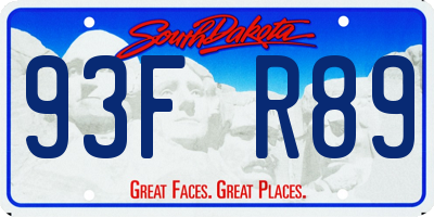 SD license plate 93FR89