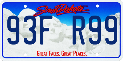 SD license plate 93FR99