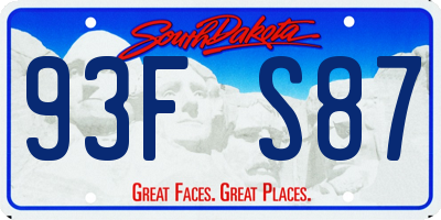 SD license plate 93FS87