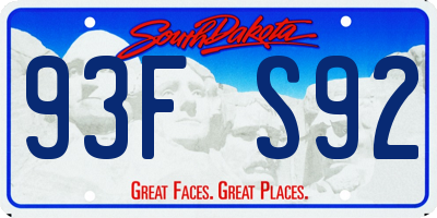SD license plate 93FS92