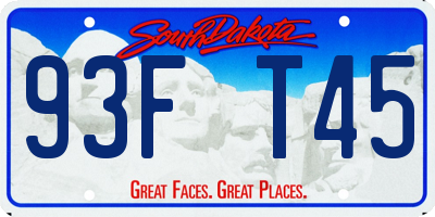 SD license plate 93FT45