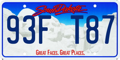 SD license plate 93FT87