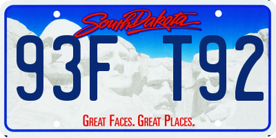 SD license plate 93FT92