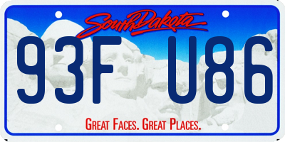 SD license plate 93FU86