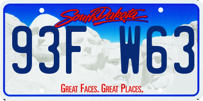 SD license plate 93FW63