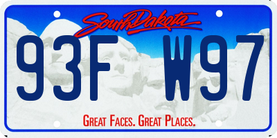 SD license plate 93FW97