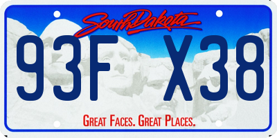 SD license plate 93FX38