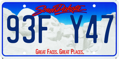 SD license plate 93FY47