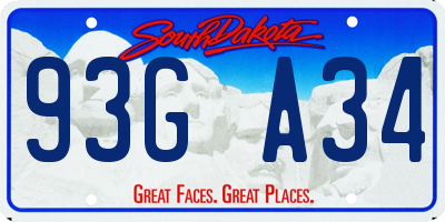 SD license plate 93GA34