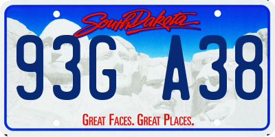 SD license plate 93GA38
