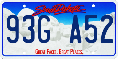 SD license plate 93GA52