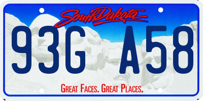 SD license plate 93GA58
