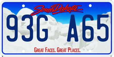 SD license plate 93GA65
