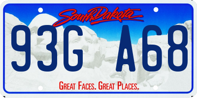 SD license plate 93GA68
