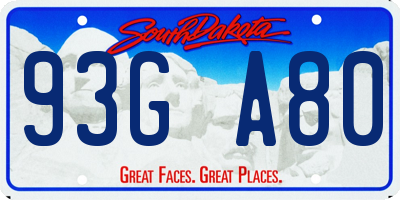 SD license plate 93GA80