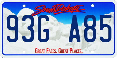 SD license plate 93GA85