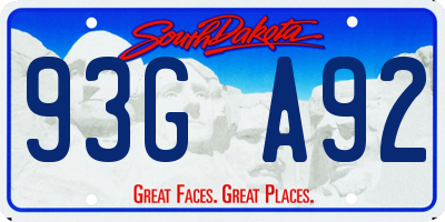 SD license plate 93GA92
