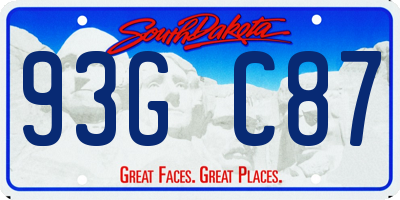SD license plate 93GC87