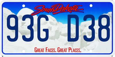 SD license plate 93GD38
