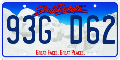 SD license plate 93GD62