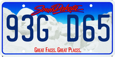 SD license plate 93GD65