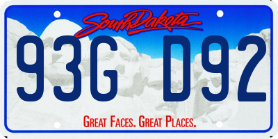 SD license plate 93GD92