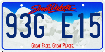 SD license plate 93GE15
