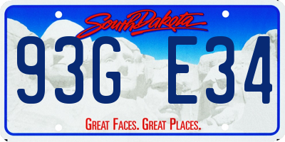SD license plate 93GE34