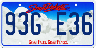 SD license plate 93GE36