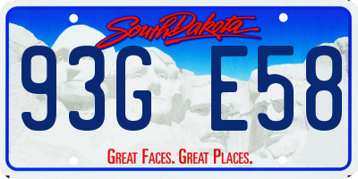 SD license plate 93GE58