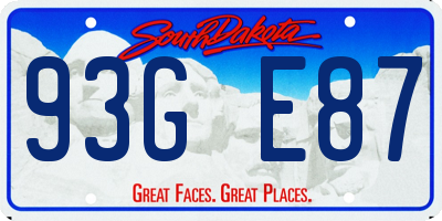 SD license plate 93GE87